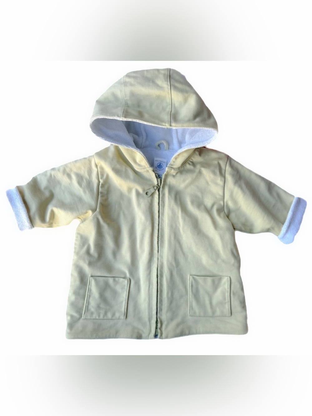 Petit Bateau Celery Green Terry Hooded Zip Jacket Coat Boutique RARE Quality HTF